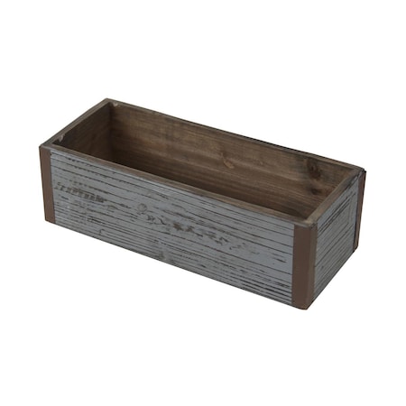 Gardencontrol Gray Wash Wooden Rectangular Planter with Metal Corner Accents GA2848557